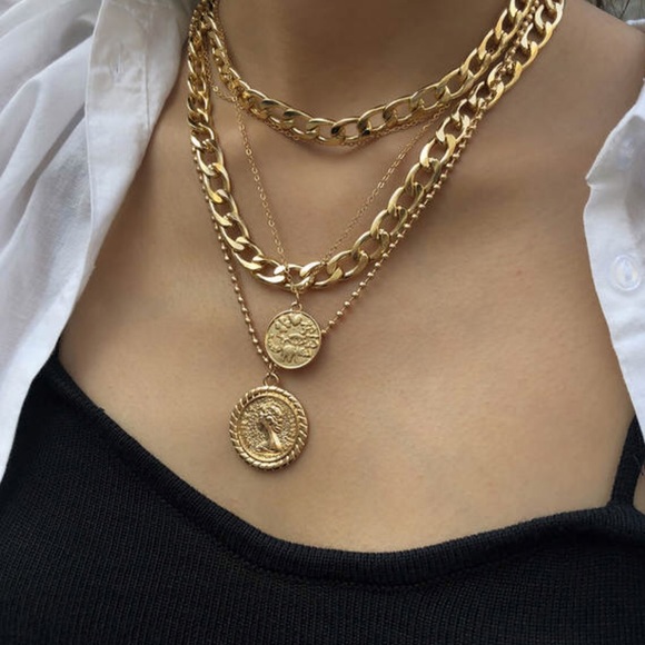 Layered Chains Adjustable Necklace New - Picture 2 of 4